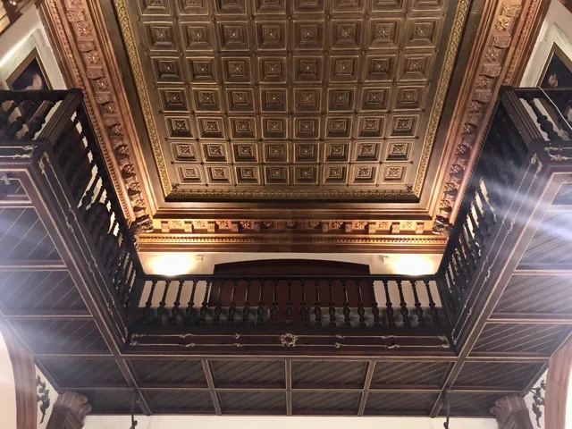 Techo artesonado con iluminación patrimonial